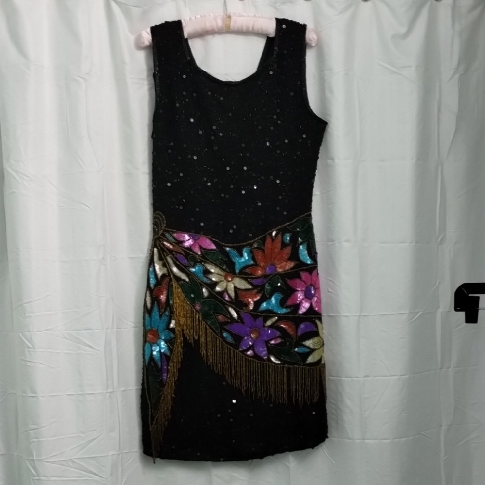 Vintage New Old Stock Essence By Mail Floral Fringe Dress